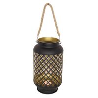 Black and Gold Square Decorative Lantern 24cm- main image