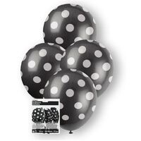 Midnight Black Polka Dot 30cm Latex Balloons 6 Pack- main image