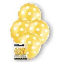 Sunflower Yellow Polka Dot 30cm Latex Balloons 6 Pack- main image