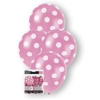 Hot Pink Polka Dot 30cm Latex Balloons 6 Pack- main image