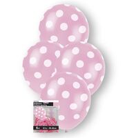 Lovely Pink Polka Dot 30cm Latex Balloons 6 Pack- main image