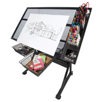 Mont Marte Creative Art / Craft Station Table - Glass Top Desk- main image