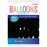 30cm Black Decorator Latex Balloons 25 Pack- main image