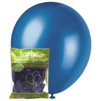 30cm Blue Metallic Latex Balloons 25 Pack- main image