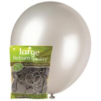 30cm Silver Metallic Latex Balloons 25 Pack- main image