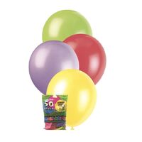 25cm Assorted Colours Decorator Balloons 50 Pack- main image