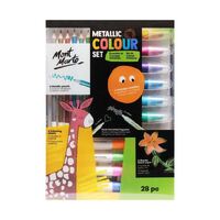 Mont Marte Metallic Colouring Set 28pc - Pencils, Markers and More- main image