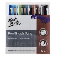 Mont Marte Premium Real Brush Pens 24pc Water Based Ink- main image
