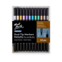 Mont Marte Premium Dual Tip Markers Metallic Brush/Bullet 12pc- main image