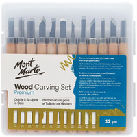 Mont Marte Premium Wood Carving Chisel Kit Set 12pc - Tool Set Craft Sculpting Linocut- main image
