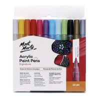 Mont Marte Signature Acrylic Paint Pens Broad Tip 1mm 12pc For Rock Painting- main image