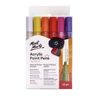 Mont Marte Signature Acrylic Paint Pens Broad Tip 3mm 12pc For Rock Painting- main image