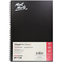 Mont Marte Visual Art Diary Spiral Bound White Paper A3 110gsm 120 Sheet- main image