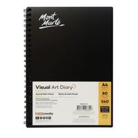 Mont Marte Visual Art Diary Spiral Bound Black Paper A4 140gsm 80 Sheet- main image