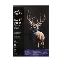 Mont Marte Sketch Pad Black Paper A3 140gsm 25 Sheet- main image