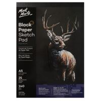 Mont Marte Black Paper Sketch Pad A5 140gsm 25 Sheet- main image