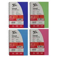 Mont Marte Visual Art Diary Spiral Bound Colour Cover White Paper A4 110gsm 120 Sheet- main image