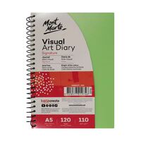 Mont Marte Visual Art Diary Spiral Bound Colour Cover White Paper A5 110gsm 120 Sheet- main image