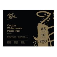 Mont Marte Artiste Cotton Watercolour Paper Pad 200gsm A5 10 Sheets- main image