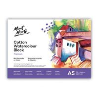 Mont Marte Premium Watercolour Block 100% Cotton Paper A5 300gsm 12 Sheet- main image