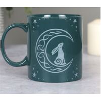 Green Moon Gazing Hare Ceramic Mug- main image