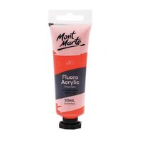 Mont Marte Premium Fluoro Acrylic Paint Tube 50ml - Red- main image