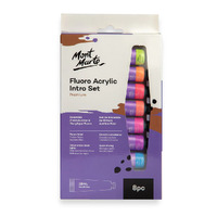 Mont Marte Intro Paint Set - Fluro Acrylic Paint 8pc x 18ml - Glows Under Black Light- main image