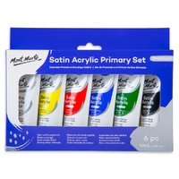 Mont Marte Satin Acrylic Primary Paint Set 6pc x 50ml- main image