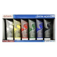 Mont Marte Satin Acrylic Semi Matte Paint Set - Primary Colours 6pc x 75ml- main image