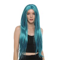 Long Turquoise Party Wig- main image