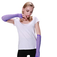 Fishnet Gloves Long Purple- main image