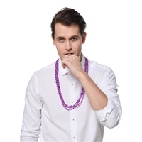 Metallic Purple Bead Necklaces 80cm 3 Pack- main image