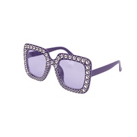 Purple Blinged Square Party Glasses- main image