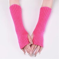 80s Knitted Arm Warmers - Hot Pink- main image