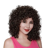 80s Female Boogie Babe Brown Curly Wig- main image