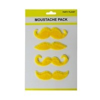 Assorted 4 Pack Moustache Pack - Yellow- main image
