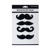 Assorted 4 Pack Moustache Pack - Black- main image
