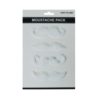Assorted 4 Pack Moustache Pack - White- main image