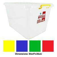 HEAVY DUTY UTILITY STORAGE BINS 94L Stackable Plastic Storage Tub Container Clear With Durable Clip on Lid- main image