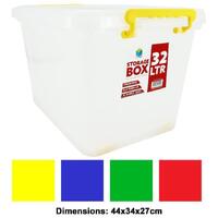 HEAVY DUTY UTILITY STORAGE BINS 32L Stackable Plastic Storage Tub Container Clear With Durable Clip on Lid- main image
