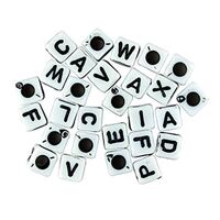 Plastic Alphabet Cube Beads Black & White 104pcs- main image