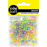 Plastic Beads Round 6mm Clear 25g - Assorted Colours- main image