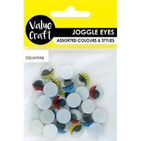 Joggle Eyes - Assorted Colours with Eyelashes 30 Pack- main image