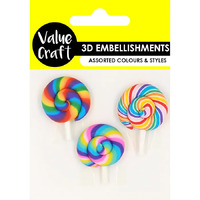 3D Lollipop Clay Embellishments 3 Pack- main image