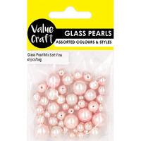 Glass Pearl Beads - Assorted Sizes 49 Pack - Soft Pink- main image