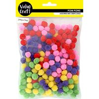 Craft Pom Pom 10mm Mixed Colours 200pk- main image