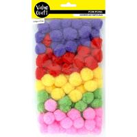 Craft Pom Pom 20mm Mixed Colours 100pk- main image