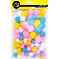 CRAFT POM POM ASST PASTELS MIX 100PCS- main image
