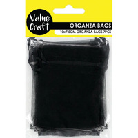 Mini Organza Bags 10cm x 7.5cm - Black 7 Pack- main image