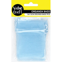 Mini Organza Bags 10cm x 7.5cm - Baby Blue 7 Pack- main image